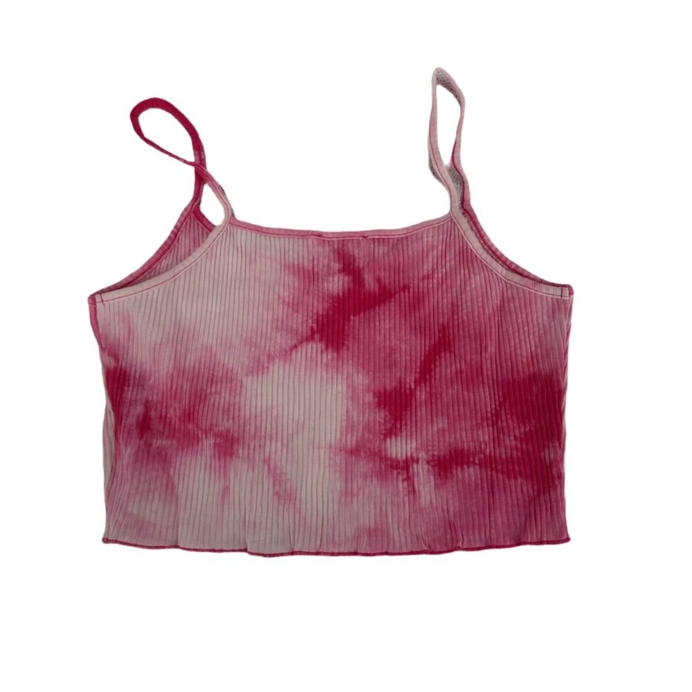 💖 NWT 3 Pc Pink Tie Dye Lounge Set Crop Cami Flare Pants Hoodie L 💖 - Picture 10 of 11